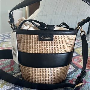 NWOT Cleobella Black and Tan Woven Shoulder Bag